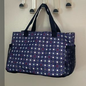 Thirty One All in Organizer in Dot Storage Tote Purple and Navy